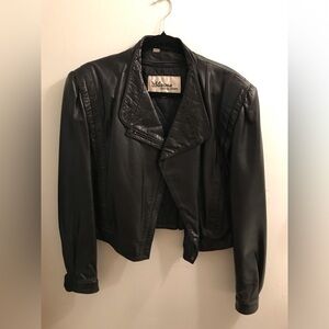 VINTAGE WILSON LEATHER JACKET BLACK SIZE 16 EXCELLENT CONDITION